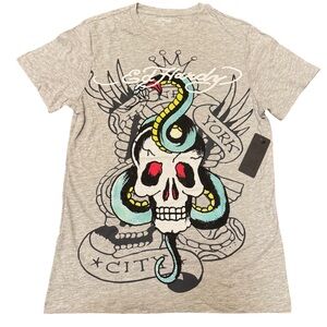 Ed Hardy RHINESTONE SKULL SNAKE TEE